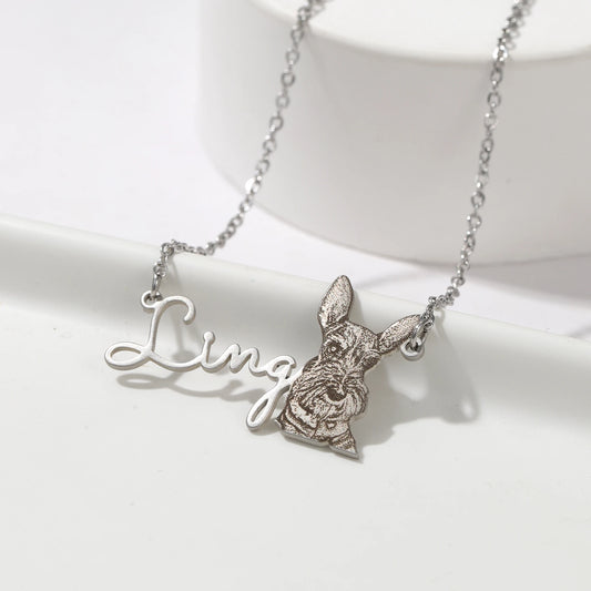 Custom Dog Necklace Customized Engraved Photo with Name