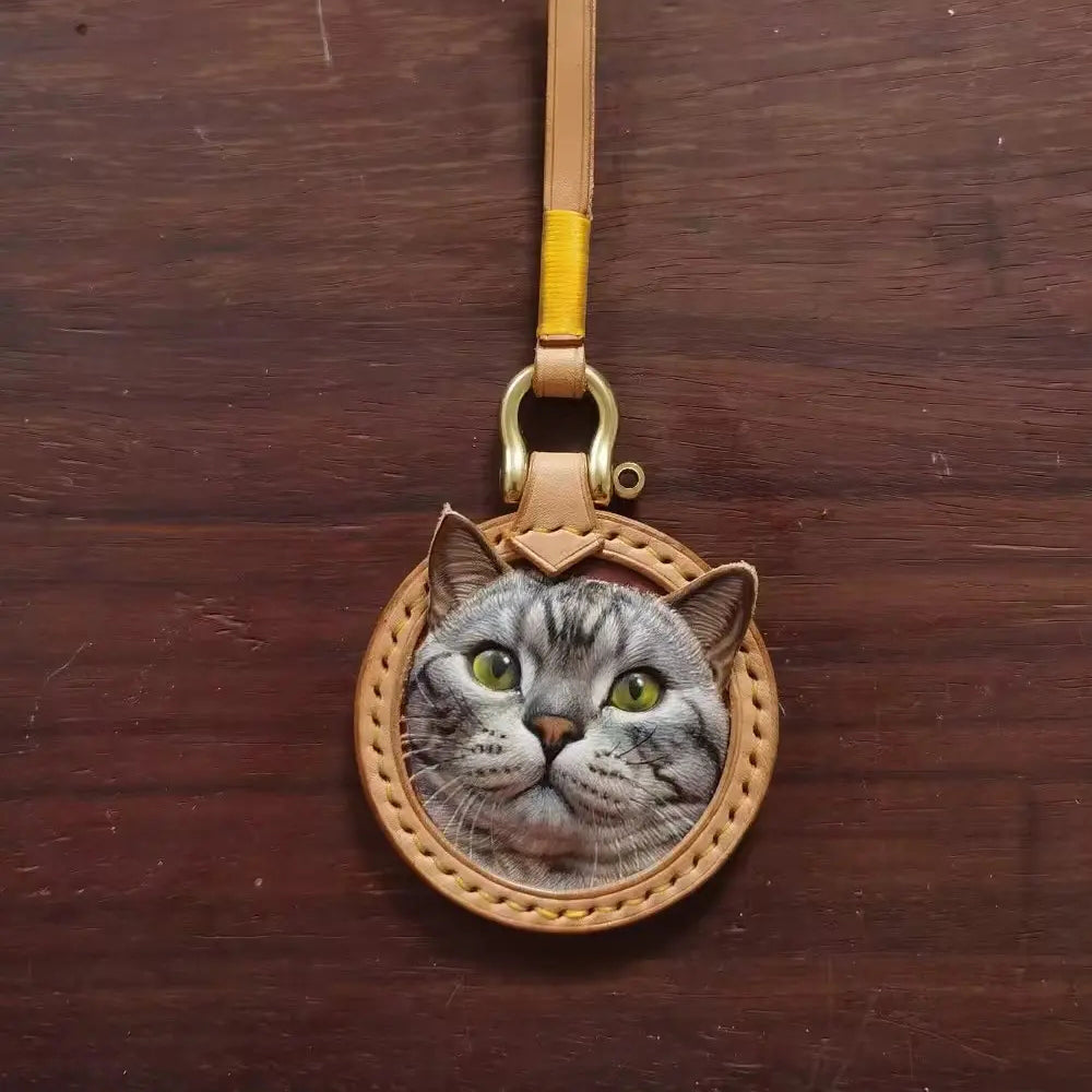 Handcrafted Custom Leather Cat Keychain