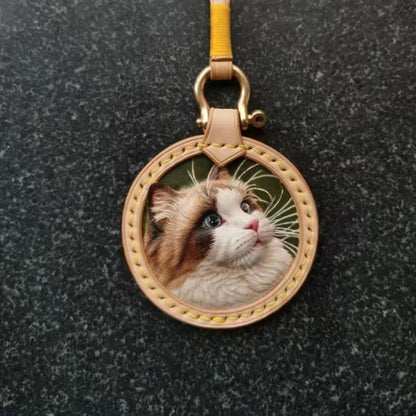 Handcrafted Custom Leather Cat Keychain